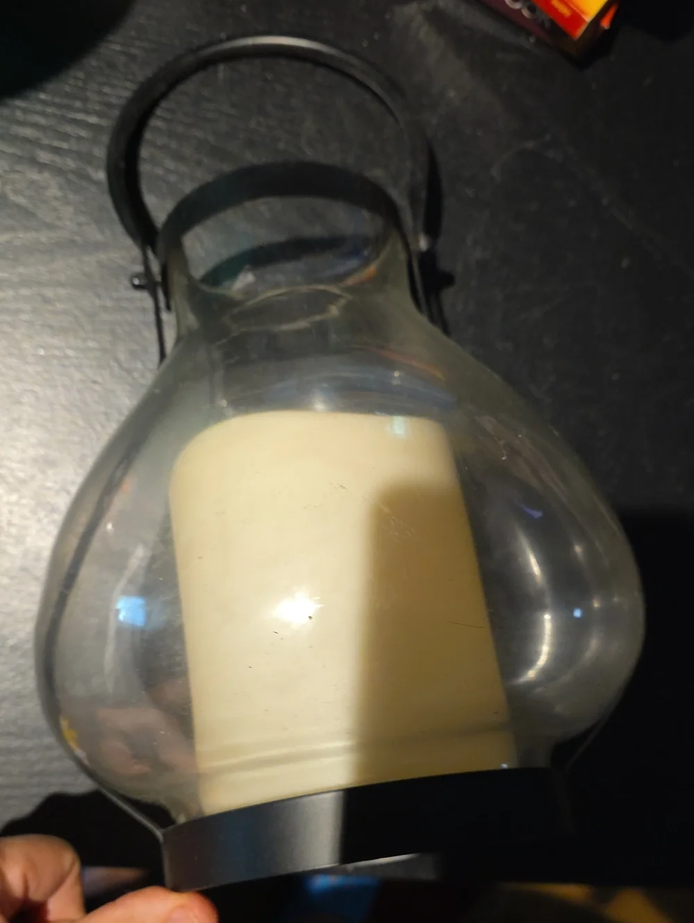 Glass Lantern with Cream Light Up Battery Operated Candle - Unbranded